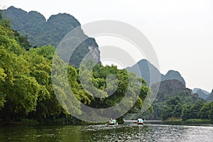 Trang An landscape complex, famous for its limestone karst peaks in Vietnam