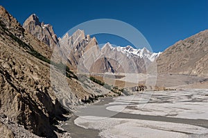 Trango tower family, Lobsang spire and river, K2 trek, Pakistan