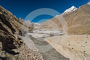 Trango tower family, Lobsang spire and river, K2 trek, Pakistan