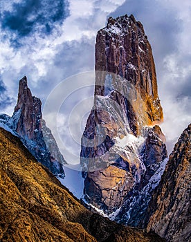 Trango tower the largest cliffs in the world situated in the Karakoram mountains range in Pakistan