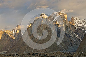 Trango towers evening sunshine