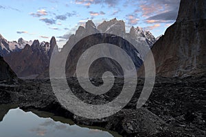 Trango Towers from Urdukas - sunset