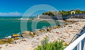 Trani waterfront on a sunny summer day. Province of Barletta Andria Trani, Apulia Puglia, southern Italy.