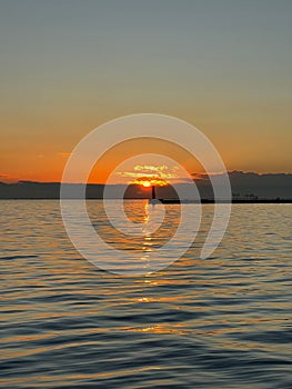 Tranqil scene of sunset in the sea