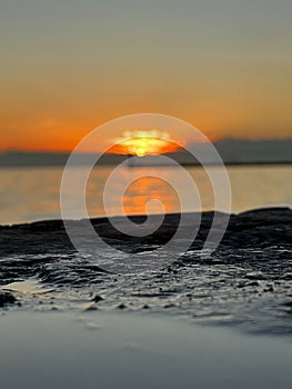 Tranqil scene of sunset in the sea