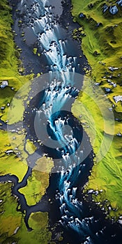 Tranquil Aerial View Of Iceland\'s Blue Green River photo
