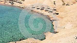 Tranquil beach and Naama Bay in Sharm el Sheikh