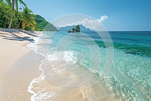 Tranquil Beach With Palm Trees and Pristine Blue Water