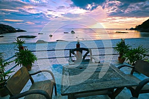 Tranquil beach resort, beautiful morning glory on the Koh Samui