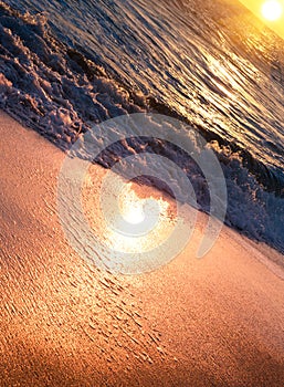 Tranquil beach sunrise.