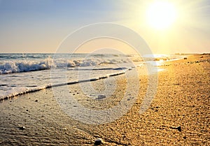 Tranquil beach sunset