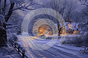 Tranquil Beautiful snow scene. Generate Ai