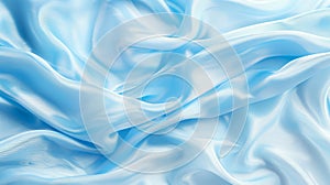 Tranquil blue silk waves flowing fabric abstract background with ample copy space