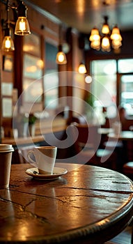 Tranquil Cafe Escape: HD Zoom Background by AI\'s Photorealistic Artistry