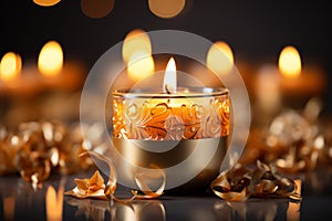Tranquil close up of candle flame on softly blurred white background, creating peaceful ambiance