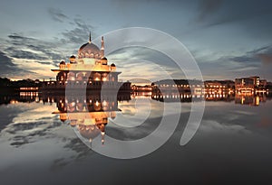 Tranquil dawn at Putra Mosque
