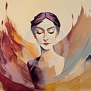 A tranquil depiction of a woman\'s face photo