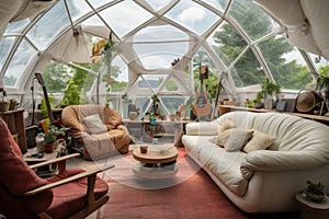 Tranquil Dome living garden space. Generate Ai