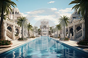 Tranquil Empty luxurious resort pool. Generate Ai