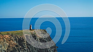 A tranquil escape captured: sea view along the picturesque mountain cliff edges near the Mediterranean.