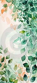 Tranquil Eucalyptus Leaves Watercolor Background for Serene Design