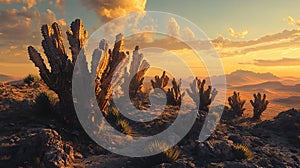 desert forest of Cardn cacti, their massive arms reaching skyward photo