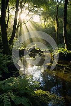 Tranquil Forest Glade: Serenity Waters Mist