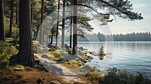 Tranquil Forest And Lakes: Vray Tracing With Realistic Textures