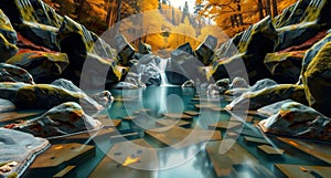 Tranquil Forest Waterfall Scene