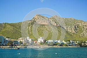 Tranquil harbour with boats in Port de Pollenca, Mallorca, Spain