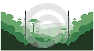 Serene Green Forest Landscape with Mountain View - AI Generated