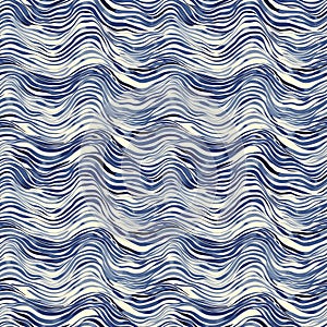Tranquil Indigo Seamless Pattern with Wavy Lines for Home Decor â Calming Abstract Design in Blue Hues