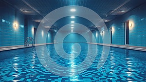 Tranquil Indoor Swimming Pool at Nighttime