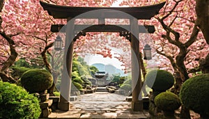 Tranquil Japanese Garden Gateway