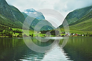Tranquil landscape with Eidsvatnet lake