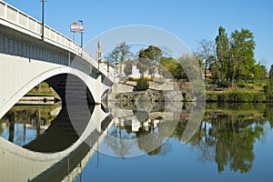 The tranquil Lot River at St-Sylvestre-sur-Lot, Lot-et-Garonne, France