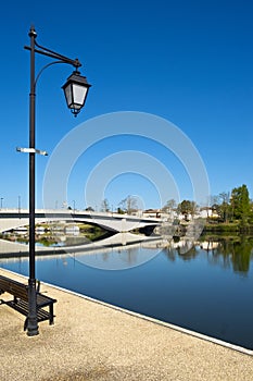 The tranquil Lot River at St-Sylvestre-sur-Lot, Lot-et-Garonne, France