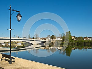 The tranquil Lot River at St-Sylvestre-sur-Lot, Lot-et-Garonne, France