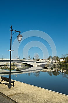 The tranquil Lot River at St-Sylvestre-sur-Lot, Lot-et-Garonne, France