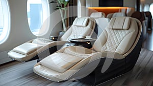 Tranquil Luxury: Opulent Cabin Seats for High-End Travel. Concept Luxury Seating, Opulent Design,