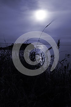 Tranquil moon over the Aegean sea