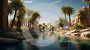 Tranquil oasis in the desert. Generative Ai.NO.03
