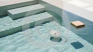 Serene Pool Scene with Floating Objects