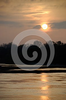 Tranquil river in the twilight