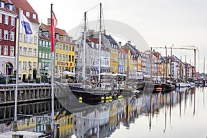 Tranquil Scandinavian Harbor with water reflections