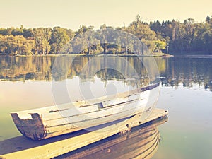 Tranquil scene of a boat near the lake