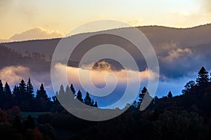 Tranquil scene of the Kremnica Mountains at sunset, Slovakia.