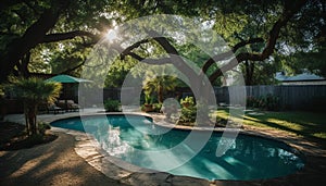 Tranquil scene of luxury poolside in tropical nature idyllic beauty generated by AI