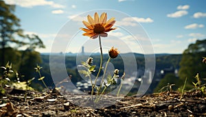 Tranquil scene: nature beauty in summer meadow, blossoming wildflowers generated by AI