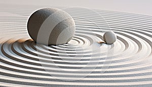 Tranquil scene, sand circle reflects harmony and balance generated by AI